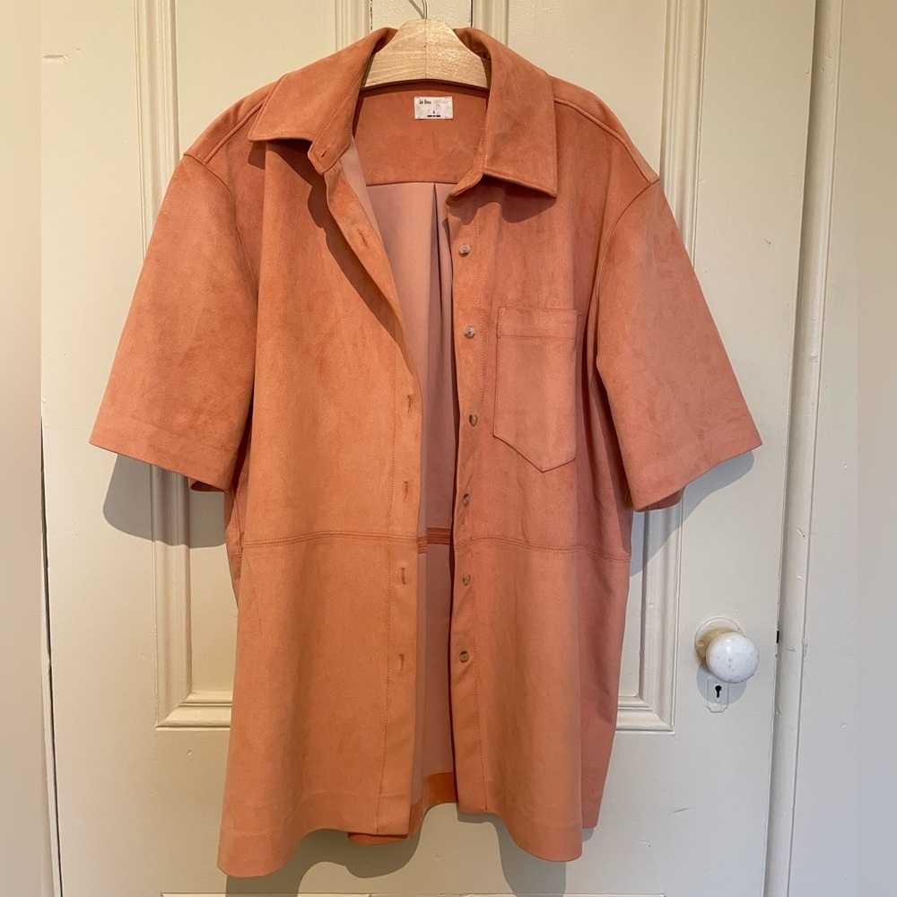 Wilfred le fou Funk Button Up Oversized Faux suede Shirt Size Small Aritzia